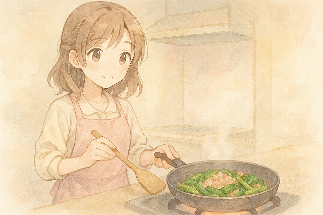 小松菜をツナで炒める